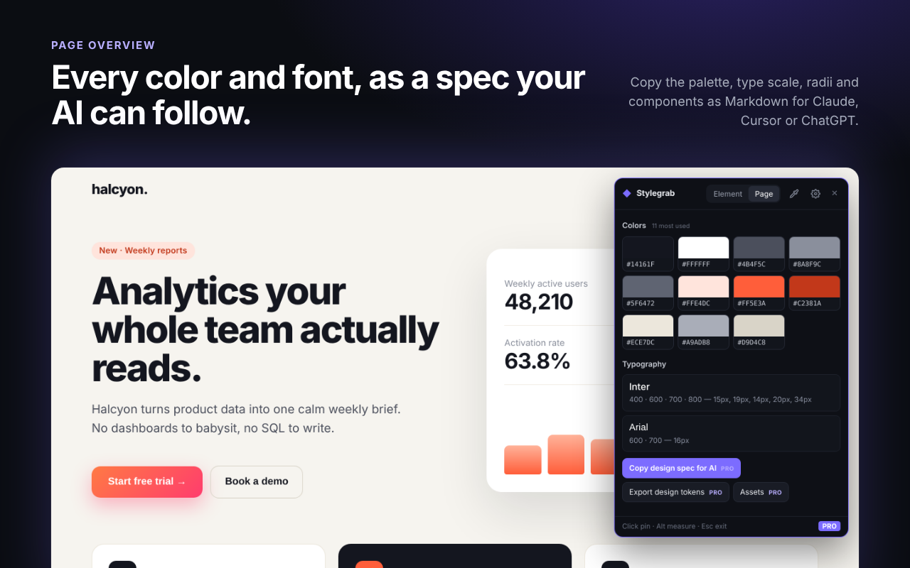 Page colors and fonts overview